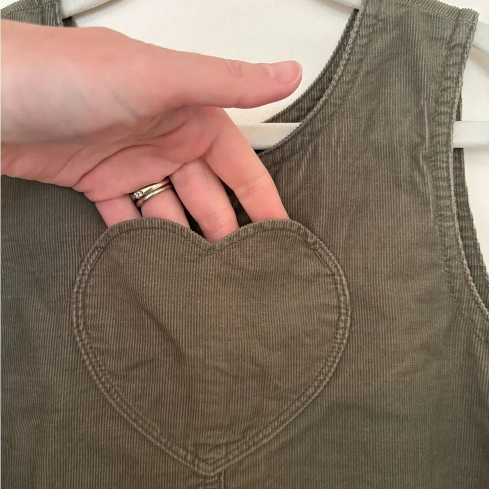 GAP Olive Green Sleeveless Heart Pinafore Dress